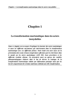 La transformation martensitique dans les aciers inoxydables