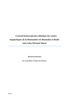 Caractérisation physico-chimique des roches magmatiques de Boumalne