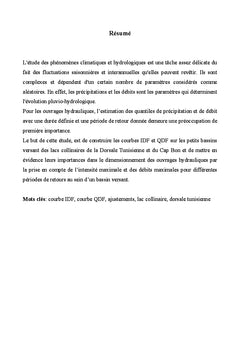 Courbes IDF et QDF des bassins versants de la Dorsale Tunisienne