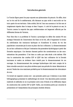 Courbes IDF et QDF des bassins versants de la Dorsale Tunisienne