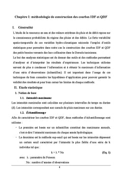 Courbes IDF et QDF des bassins versants de la Dorsale Tunisienne