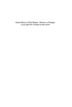 Paul Eluard et Yannis Ritsos: Histoire et Poétique