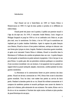 Paul Eluard et Yannis Ritsos: Histoire et Poétique