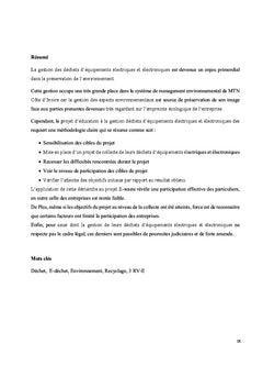L'éducation à la gestion des déchets d'équipements