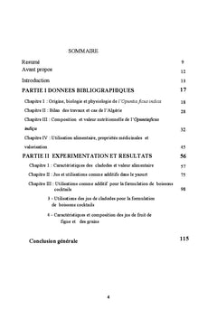 Composition chimique des jeunes cladodes d'opuntia ficus