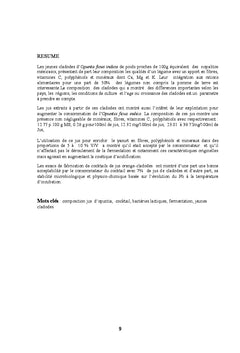 Composition chimique des jeunes cladodes d'opuntia ficus