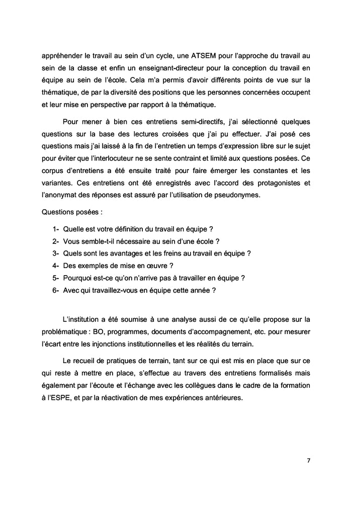 Le travail en équipe à l'école primaire