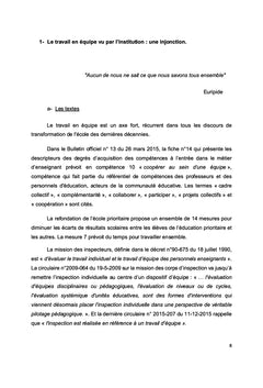 Le travail en équipe à l'école primaire