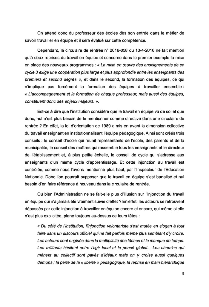 Le travail en équipe à l'école primaire