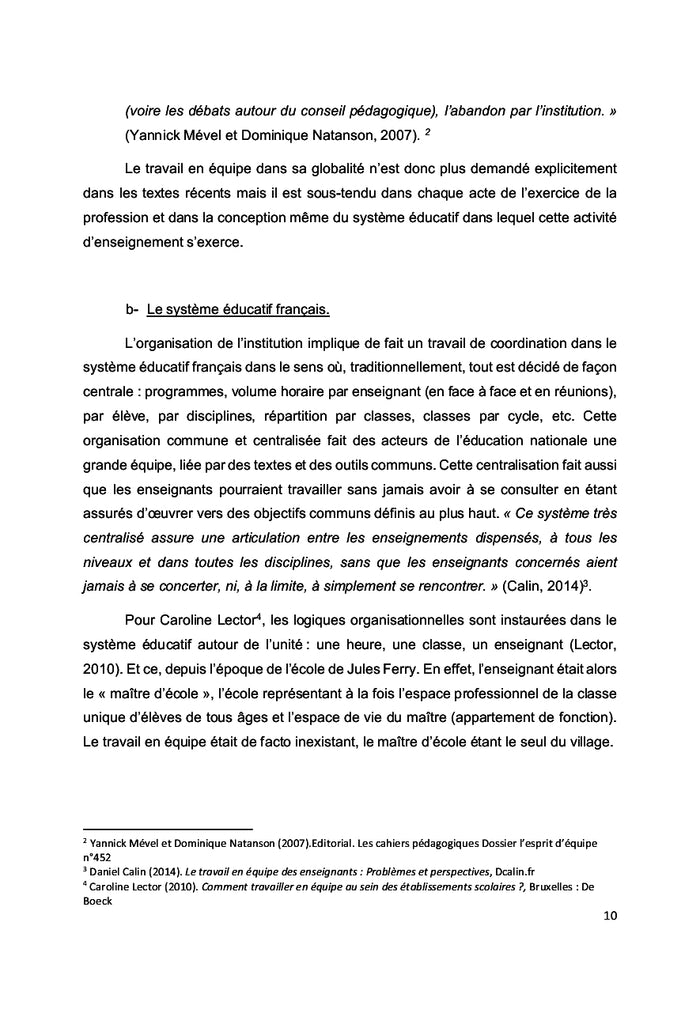 Le travail en équipe à l'école primaire