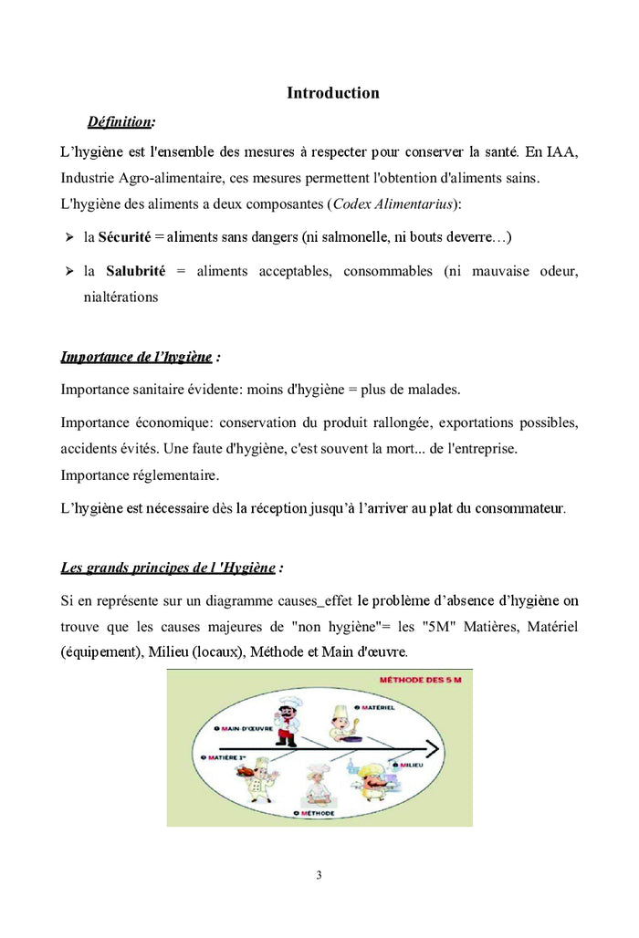 Hygiène et securite des aliments