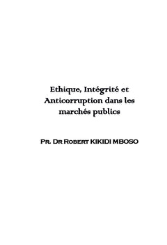 L'ethique et la lutte contre la Corruption dans les Marches Publics
