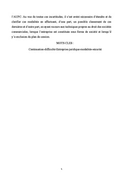 Les modalités de continuation de l'entreprise