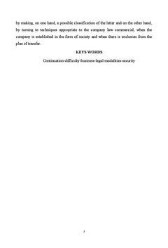 Les modalités de continuation de l'entreprise