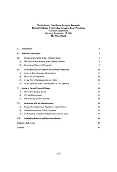 Microeconomic evidence on the Performance of the Informal Non-Farm Sector