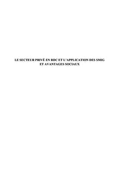 Le secteur privé en RDC et l'application des SMIG et avantages sociaux
