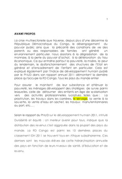 Travail des enfants à Kinshasa : Formes et descriptions