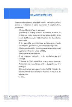 Capitalisation des expériences sur des mutuelles sociales au Burkina Faso
