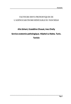 Facteurs histo-pronostiques de l'adénocarcinome du pancréas