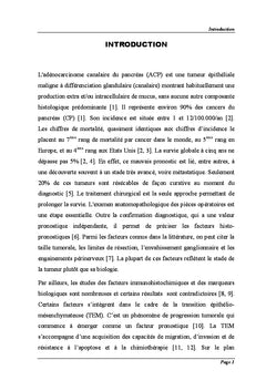 Facteurs histo-pronostiques de l'adénocarcinome du pancréas