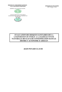 Radioactivite naturelle des eaux de consommation A Abidjan, C.I