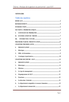 Analyse de la gestion du personnel
