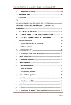 Analyse de la gestion du personnel