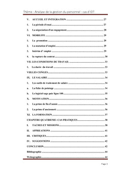 Analyse de la gestion du personnel