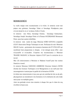 Analyse de la gestion du personnel