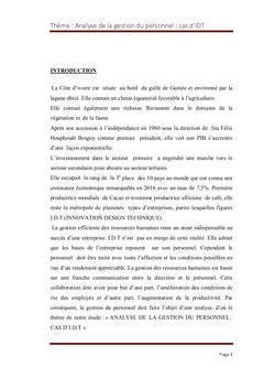 Analyse de la gestion du personnel