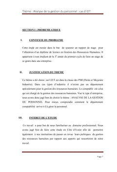 Analyse de la gestion du personnel