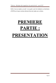 Analyse de la gestion du personnel