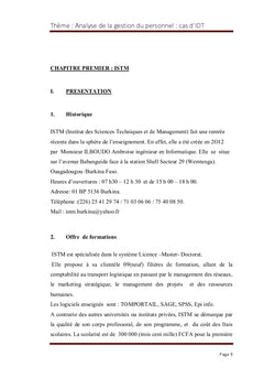 Analyse de la gestion du personnel