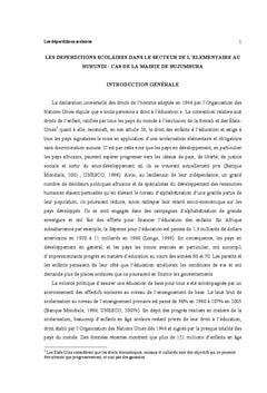 Les déperditions scolaires au niveau de l'enseignement élémentaire