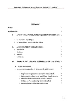 Les défis de la mise en application de la 1325 en RDC
