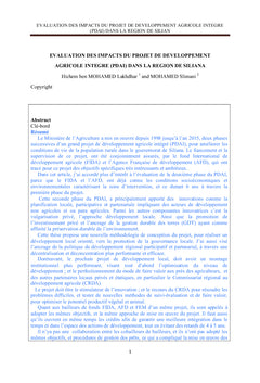 Les impacts du projet développement agricole intégré (PDAI)