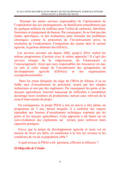 Les impacts du projet développement agricole intégré (PDAI)