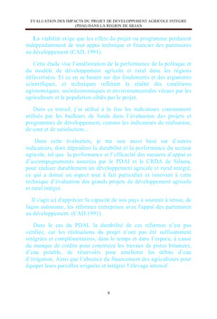 Les impacts du projet développement agricole intégré (PDAI)
