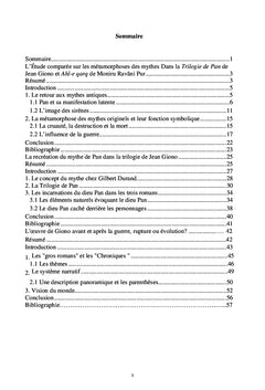 Une étude littéraire sur les oeuvres de Jean Giono