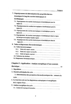 Propriétés thermodynamiques de la vapeur d'eau & analyse exergétique