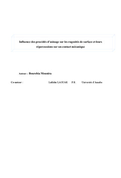 Effet des procédés de finition sur la rugosité des surfaces en contact