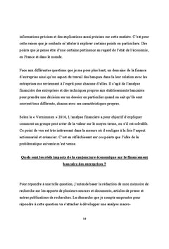 Conjoncture economique et Acces des PME au Financement Bancaire