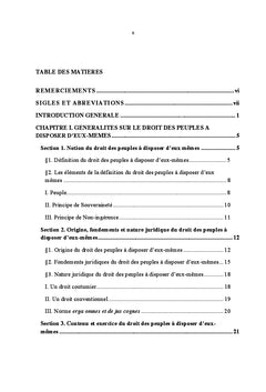 Analyse du droit des peuples à disposer d'eux-mêmes