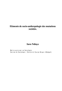 Éléments de socio-anthropologie des mutations sociales
