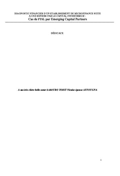 Diagnostic financier d'un établissement de microfinance