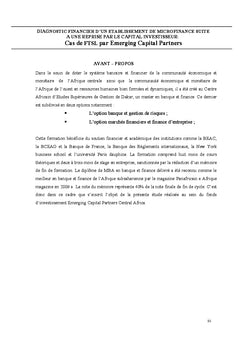 Diagnostic financier d'un établissement de microfinance