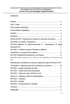 Diagnostic financier d'un établissement de microfinance