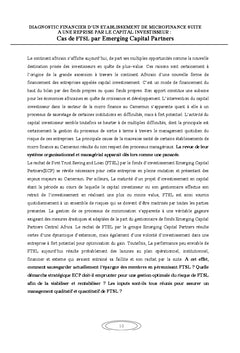 Diagnostic financier d'un établissement de microfinance