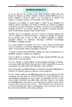 Dette extérieure et fuite des capitaux au Cameroun
