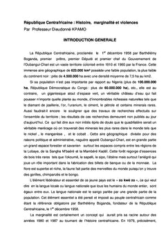 République Centrafricaine: Marginalité et violences